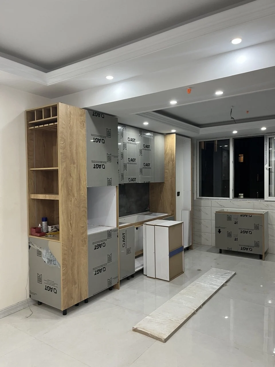 Custom cabinetry installation — left-hand side