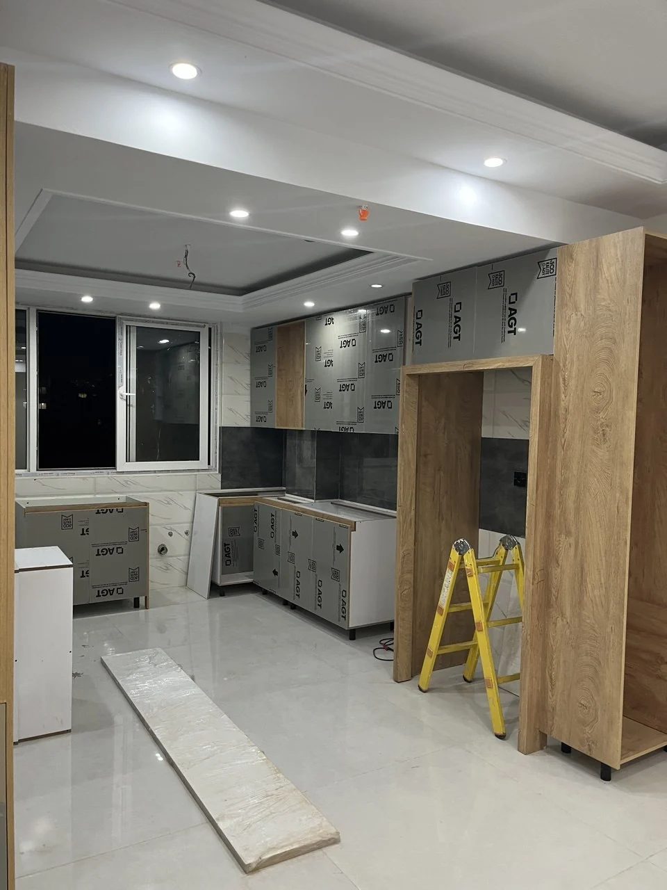 Custom cabinetry installation — right-hand side